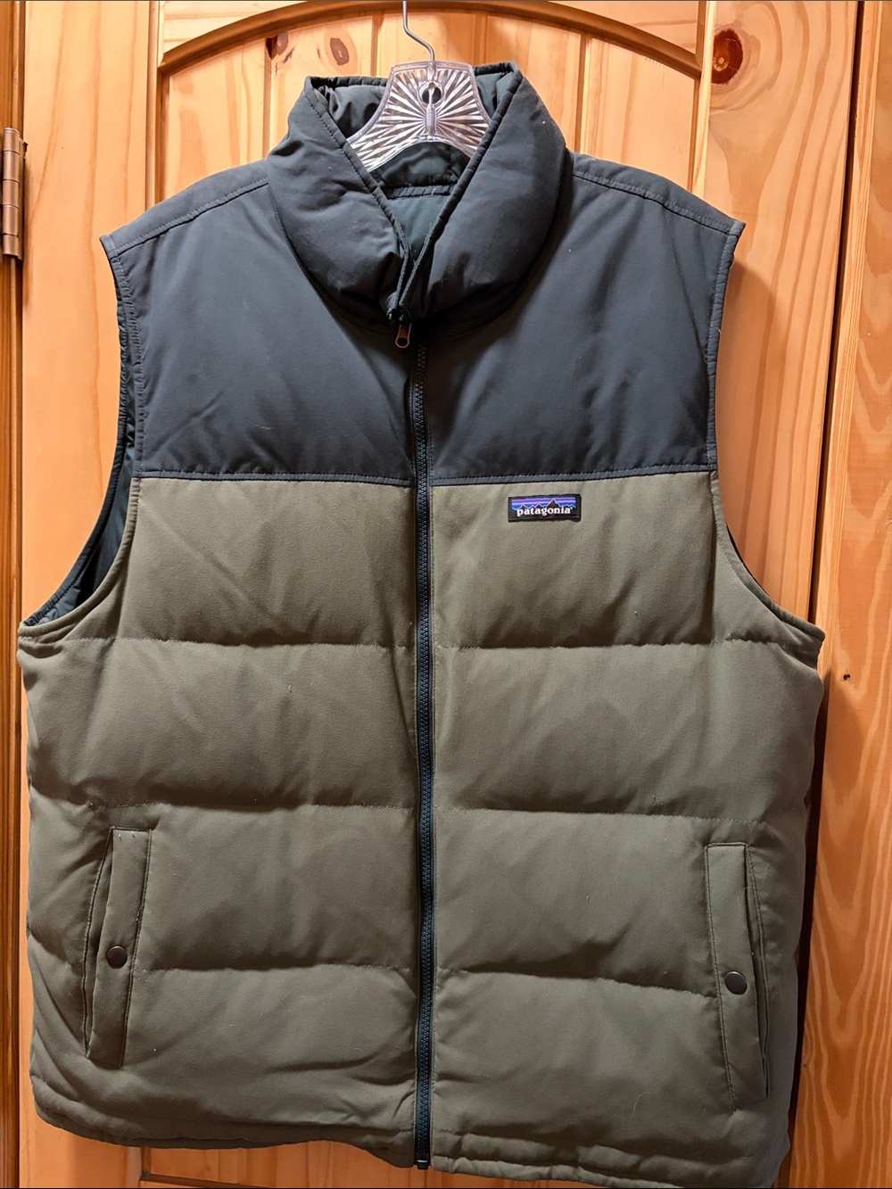 Patagonia Olive Green Vest with Dark Charcoal Yoke